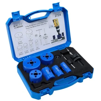 Imagen de CCLIFE 8 piezas Juego Coronas Metal Bi Perforadoras Sierras Broca Corona para Madera Ø 22 64 mm Profundidad Corte de 38 mm, Taladrar Metal, Madera, Acero Inoxidable