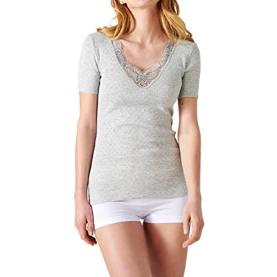 Imagen de Damart Camiseta de Manga Corta, Punto Calado Thermolactyl Ropa Interior, Gris, XL para Mujer