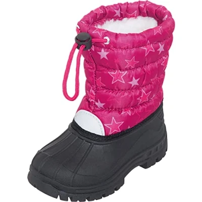 Imagen de Playshoes Botines De Invierno, Raquetas Nieve Unisex niños, Rosa Estrellas, 24/25 EU