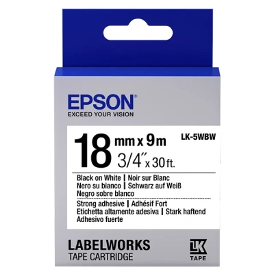 Imagen de LabelWorks LW 900P Epson LK 5WBW cinta superadhesiva negro sobre blanco 18 mm (original)
