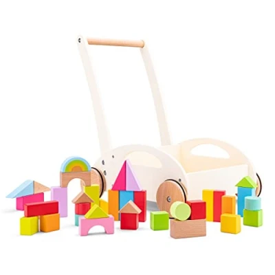 Imagen de New Classic Toys Andador de bebé Madera con Bloques, Multicolor (11320)