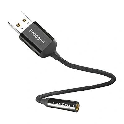 Imagen de Tarjeta de Sonido USB Externa, Froggen Adaptador a Jack 3,5mm Audio Estéreo 3.5 mm, para Auriculares, 4 Polos TRRS, Compatible con PC, Lapton, PS4 (20cm)