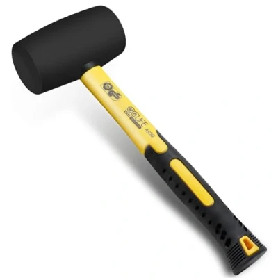 Imagen de CCLIFE Martillo de Goma Mazo Doble Cara Certificado por TÜV y GS Para Suelos Azulejos Superficie Blanda 24oz 680g Negro