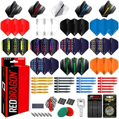 Imagen de RED DRAGON Darts Accessory Pack Pro Juego de accesorios aluminio, incluye vuelos, vástagos (ejes) y