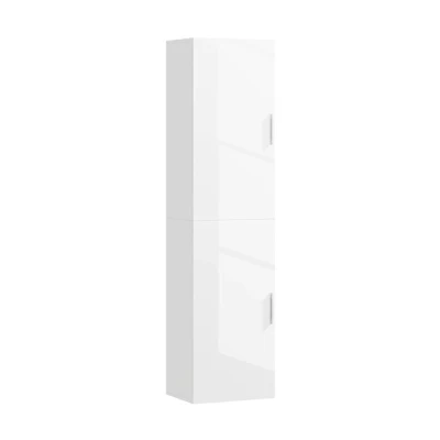 Imagen de HOMCOM Columna de Baño Pared Armario Estrecho con Estantes Ajustables y 2 Puertas Mueble Moderno para Espacio Pequeño 40x30x160 cm Blanco Brillo