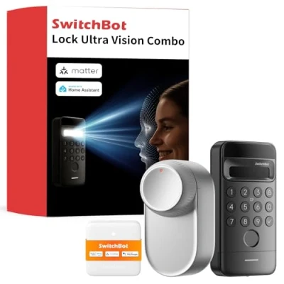 Imagen de SwitchBot Lock Ultra, Cerradura Inteligente WiFi Con Teclado Reconocimiento Facial 3D, Huella Dactilar, Electrónica Batería Recargable, Admite Matter, Alexa, Google, IFTTT