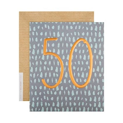 Imagen de Hallmark Tarjeta de 50 cumpleaños Diseño números lámina cobre en relieve