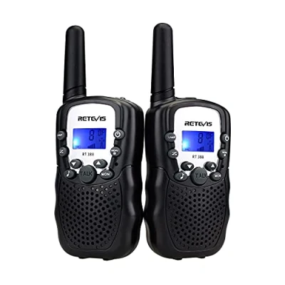 Imagen de Retevis RT388 Walkie Talkie para niños, 8 Canales PMR446 (10 Tonos), diseño de antorcha VOX, Senderismo, Aventura (Negro, 1 par)