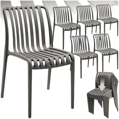 Imagen de TecTake® Sillas Terraza Exterior Apilables, Plástico Resistente, Antideslizante, Fácil de Montar, Muebles Resistentes, Jardin Set 6 Sin Reposabrazos Antracita