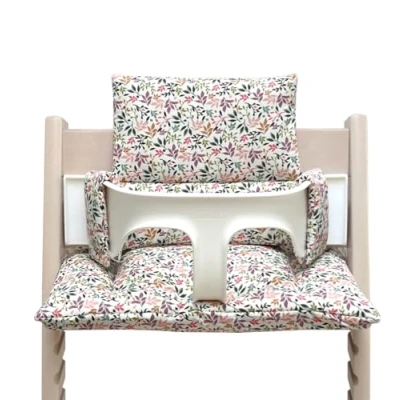 Imagen de Blausberg Baby Juego de cojines para trona Tripp Trapp Stokke, fabricado en Alemania, materiales con certificación Öko Tex Standard 100, diseño flores, multicolor