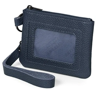 Imagen de Otto Angelino Cartera de hombre minimalista con cierre broche, Anti RFID, Delgada, cuero italiano, Porta tarjetas, Portadocumentos, Monedero cremallera, Acceso fácil a DNI y tarjetas