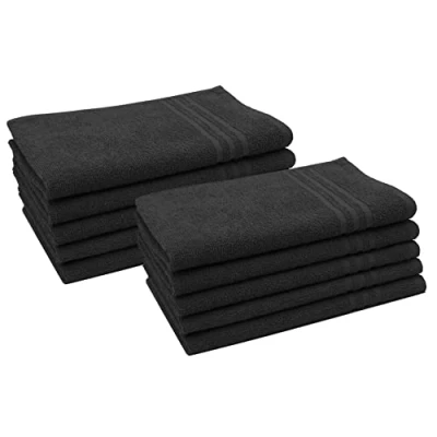Imagen de ZOLLNER 10 Toallas de tocador Rizo, Negro, 30x50 cm, 100% algodón,