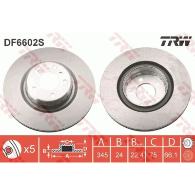 Imagen de TRW DF6602S disco de freno 345 24 5 120 ventilado, dos piezas altamente carbonizado BMW: 3 Berlina, 4 Coupé, Touring