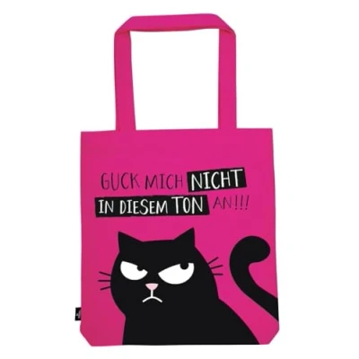 Imagen de moses. Ed the Cat Shopper Bolsa de tela 100% algodón para la compra, oficina o universidad, color rosa, Rosa., 39 cm x 42 cm, Minimal