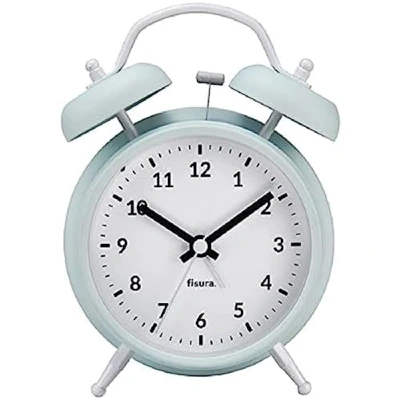 Imagen de Fisura Reloj Despertador analógico sin Tic TAC. con luz de Led Nocturna. Metal y ABS. Medidas: 11,7 x 5,5 16. Esfera 9 centímetros (Menta)