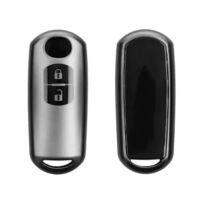 Imagen de kwmobile Carcasa para Mando Compatible con Mazda Llave de Coche Keyless Go 2 Botones Funda Llaves TPU Negro Mate/Negro