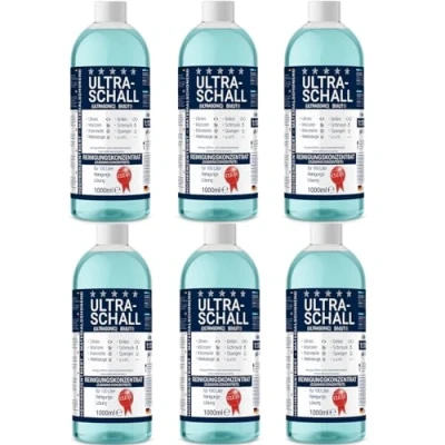 Imagen de 6 x 1000 ml limpiador ultrasónico concentrado líquido para gafas, relojes, joyas, dentaduras postizas, etc. en baño