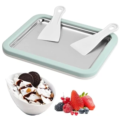 Imagen de Cozlly Heladera Instantánea, Fabricantes de Helados, Máquina para Hacer rollos Helado, Placa hielo Juego bricolaje con 2 Espátulas Gelato/Sorbete/Yogur