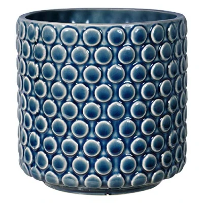 Imagen de Bloomingville Maceta Dot Macetero decorativo redondo para flores e plantas interiores S (12,5 cm ø), color gasolina, Cerámica