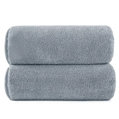 Imagen de POLYTE Terry Twist Weave Toalla de baño microfibra secado rápido, sin pelusas, 60 x 30 pulgadas, paquete 2 (gris)