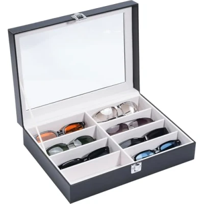 Imagen de Procase Caja Gafas, Expositor Gafas de Sol, Organizador Sunglasses 8 Compartimentos Negro