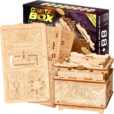 Imagen de ESC WELT Orbital Box Constructor Puzle 3D para Adultos y Adolescentes Juego de Rompecabezas Madera 3 en 1 Pascua Idea Regalo Caja