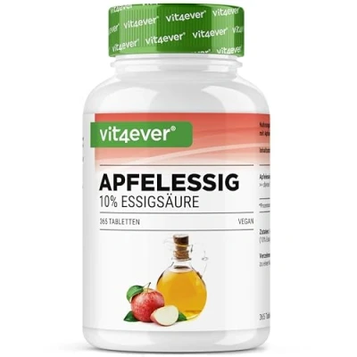 Imagen de vinagre de sidra manzana 365 comprimidos Altamente dosificado Con 1000 mg por porción diaria 10% ácido Suministro para 6 meses Sin aditivos indeseabl