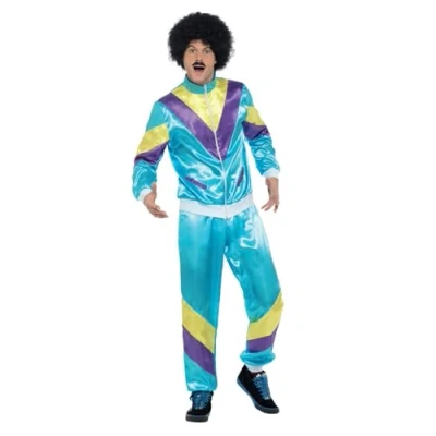Imagen de Smiffys Disfraz de chándal al colmo la moda los 80, azul, con chaqueta y pantalones