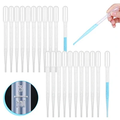 Imagen de 100 piezas de pipetas, gotero, pipetas transferencia plástico, 3 ml, pipeta graduada, alimentación para experimentos laboratorio, dibujo, herramientas maquillaje (3 ml)