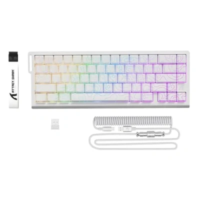 Imagen de ATTACK SHARK X68PRO HE Teclado Gaming Inalámbrico con Gatillo Rápido, Precisión RT de 0,01 mm, 8KHz, Interruptores Magnéticos C01Cable, Activación Ajustable, Snap Tap, RGB Blanco