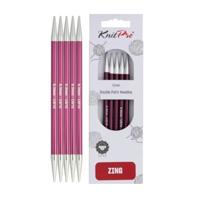 Imagen de KnitPro 15 cm x 6,00 mm Aluminio Zing Doble Tejer, Color Morado