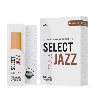 Imagen de D&#039;Addario Orgánico Select Jazz Soprano Cañas para Saxofón, de Saxo, Unfiled, 4 Medium
