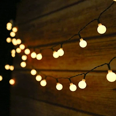 Imagen de Guirnalda Luces Exterior Solar,Tomshine 50LED 6.9m Cadena de bolas led decorativas,IP44 Impermeable 8 Modos,Guirnaldas Luminosas para Exterior,Interior,Jardines Fiesta Navidad (Blanco Cálido)