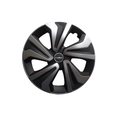 Imagen de Goodyear Juego de 4 Tapacubos 15 Modelo Montreal Negro/Plata, Diseño Deportivo para Lucir Bien con el Exterior del Vehículo, Fabricación Robusta y Duradera
