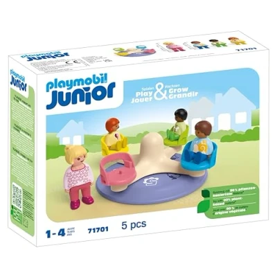 Imagen de PLAYMOBIL Junior 71701 Carrusel, Incluye Asientos giratorios, Juguete sostenible Hecho de plásticos a Base Plantas, Juguetes para niños Partir 1 año
