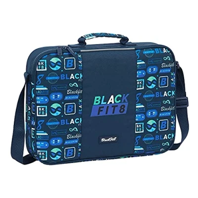 Imagen de Blackfit8 Cartera Extraescolares Reciclable Logos Retro, 380x60x280 mm, Azul Marino (M385A)