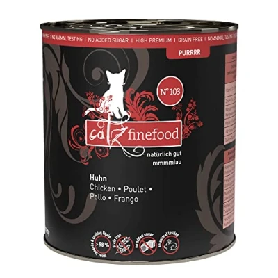 Imagen de catz finefood Purrrr Pollo monoproteína Comida húmeda para Gatos n 103, sensibles a la nutrición, 70% de Carne, 6 latas 800 g