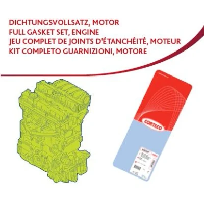 Imagen de CORTECO 497391P Juego completo de juntas, motor con árbol levas reten, retén, junta culata, vástago válvula