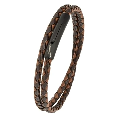 Imagen de Simaru pulsera de cuero, 4mm trenzado para mujeres y hombres, cierre gancho acero inoxidable, primera calidad Made in Germany