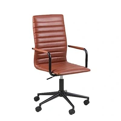 Imagen de Amazon Basics Silla de piel sintética oficina, 58 x 103 cm, marrón