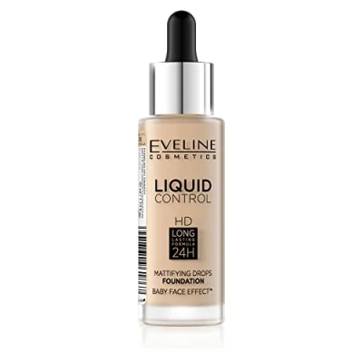 Imagen de Eveline Cosmetics Liquid Control Hd Imprimación Mate De Larga Duración 32 Ml, 015 Light Vanilla