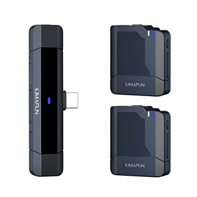 Imagen de KIMAFUN Micrófono Inalámbrico Lavalier para Android Type C, Solapa Monitoreo en Tiempo Real Youtube/Facebook/Tik Tok Live Stream, Vloggers, Grabación de Video, Entrevista,G50 4(2TX+1RX)