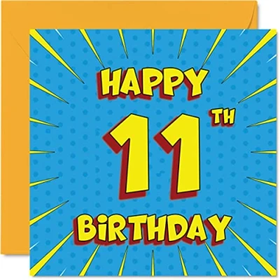 Imagen de Divertidas tarjetas de cumpleaños número 11 para niños y niñas, cómics, tarjeta feliz hermana, nieta, nieto, hijo, hija, hermano, primo, sobrino, sobrina, felicitación,