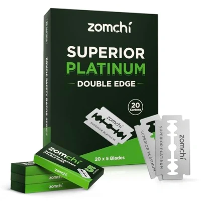 Imagen de ZOMCHI cuchillas de afeitar doble filo 100 recambio Cuchilla para hombre y mujer se adapta a todas las máquinas estándar