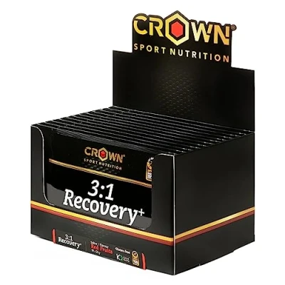 Imagen de Crown Sport Nutrition 3:1 Recovery+, recuperador muscular con aislado de proteína Whey. Rápida asimilación y alto contenido en aminoácidos (Caja 10x50g, Frutos Rojos)