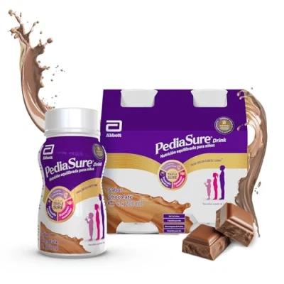 Imagen de PediaSure drink Sabor Chocolate Complemento Alimenticio para Niños, con Proteínas, Vitaminas y Minerales Pack de 4 Botellas x 200 ml