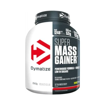 Imagen de Dymatize Super Mass Gainer Strawberry 2943g Polvo Para Ganar Peso + Carbohidratos, Creapure Creatina, BCAA y Caseína