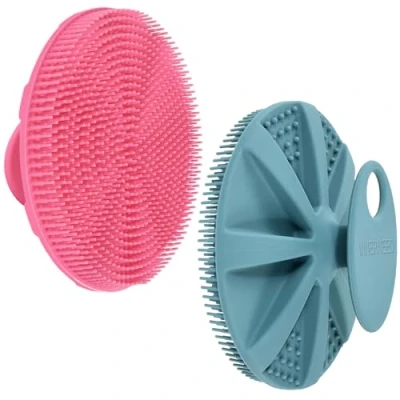 Imagen de INNERNEED Cepillo de ducha silicona suave grado alimenticio para limpieza piel, exfoliante y espuma bien (verde oscuro+rosa)