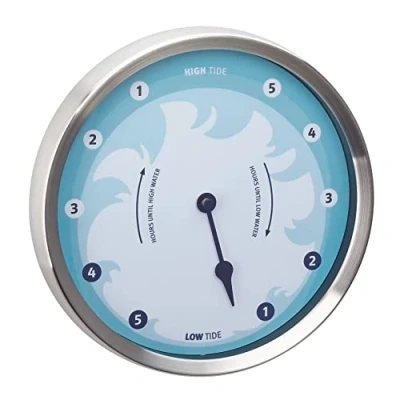 Imagen de TFA Dostmann 60.3029.06 Reloj analógico de Marea (22 cm), diseño marítimo en Tonos Azules y Mareas marítimas con Marco Acero Inoxidable