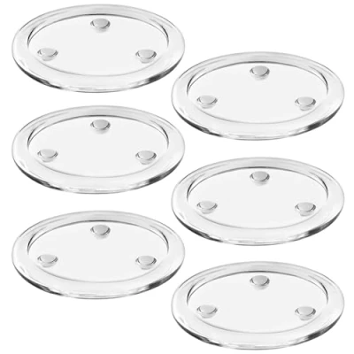 Imagen de Belle Vous Portavelas Cristal Redondos 6X Platos Transparentes de 10 cm Set Porta Velas Decorativas Vidrio Transparente Soporte para SPA Bodas Fiestas